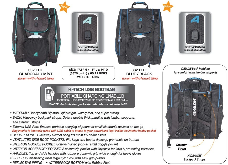 Athalon LTD Deluxe Everything USB Ski Boot Bag - Image 3